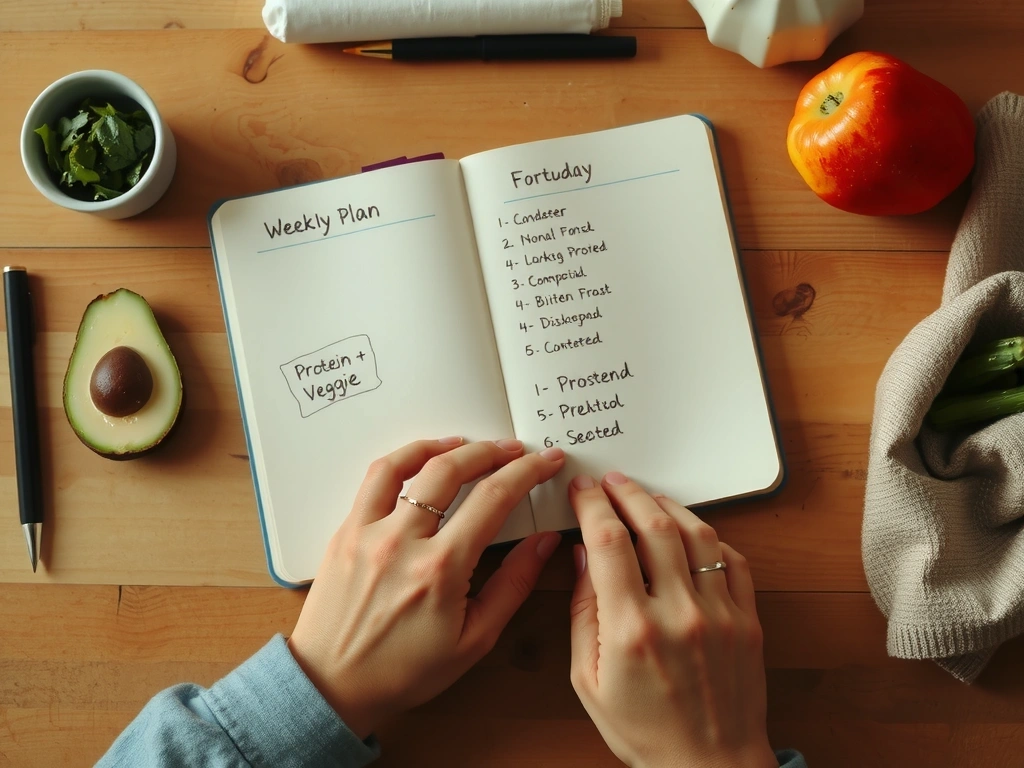 Handgeschriebener Wochenplan im Notizbuch mit Fokus auf Erlaubtes statt Verbotenem